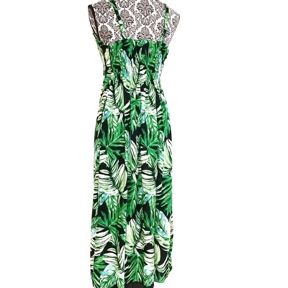 ISLAND PLANET Tropical Leaf Print Spaghetti Strap Resort Maxi Dress S - Picture 5 of 5